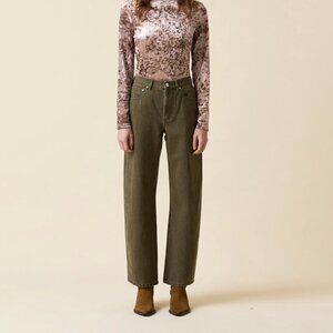 778. LE JEAN Nomad Ankle Olive Branch Green Denim $278 NWT Sz 26